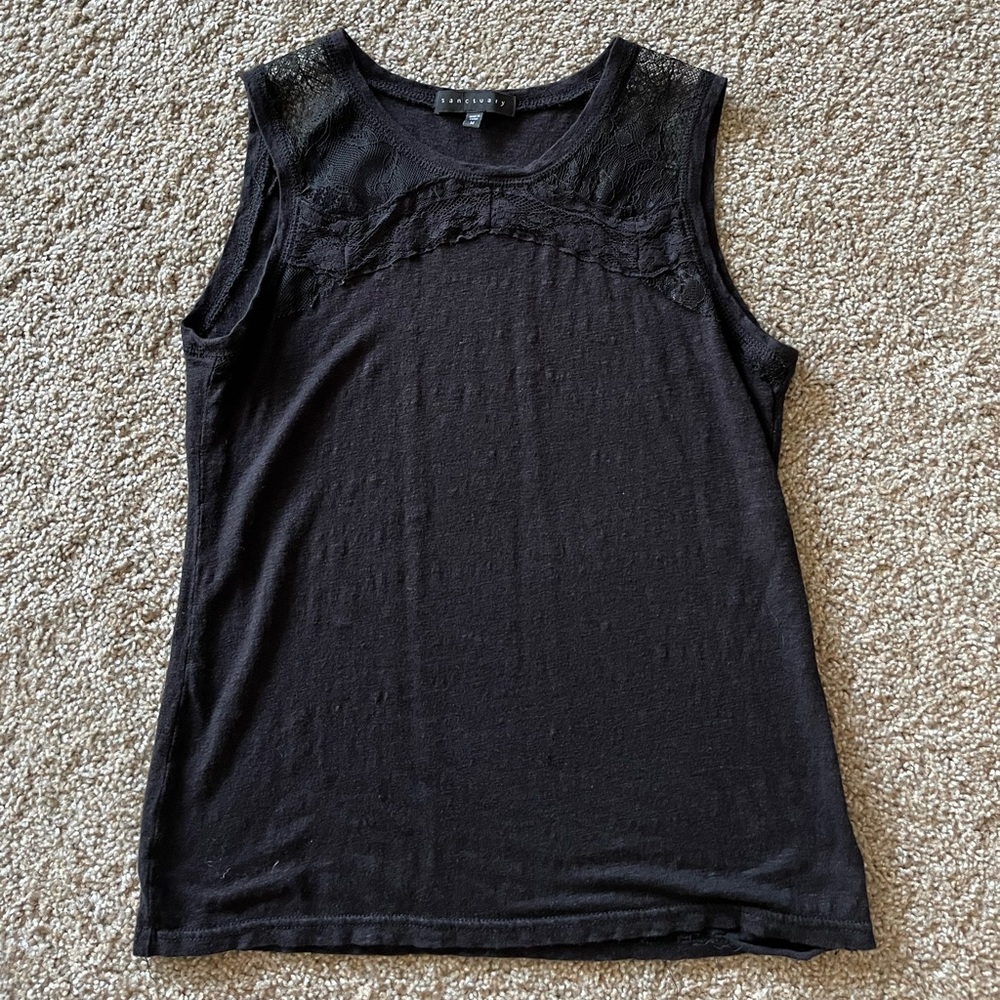 Black Sanctuary brand size medium sleeveless shirt.